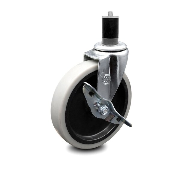5 Inch Thermoplastic Rubber Wheel 1-3/5 Inch Expanding Stem Caster with Brake